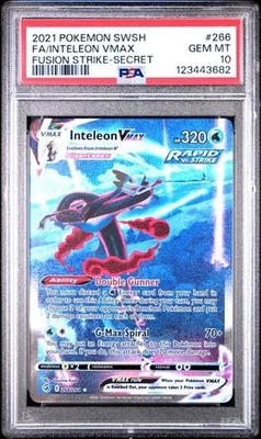 PSA 10 Inteleon Vmax Fusion Strike Alt Art 266/264 GEM MINT Graded Pokemon Card - Image 1 of 3