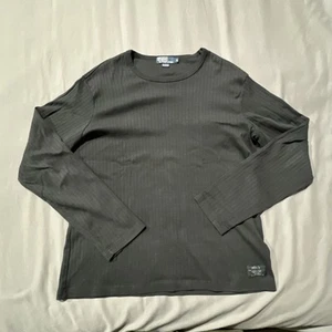 Polo Ralph Lauren Hemd Herren XL Schwarz Langarm Gerippt Rundhals Vintage y2k - Bild 1 von 8