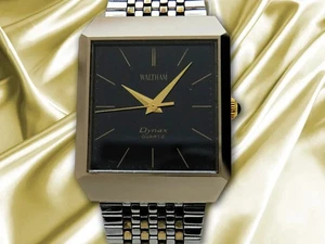 Waltham Dynax SS Square Black Dial Slide Bracelet Quartz 27mm Men's watch - Picture 1 of 6