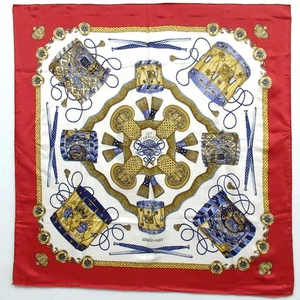 Authentic HERMES Carre90 LES TAMBOURS scarf silk[Used] - Picture 1 of 11
