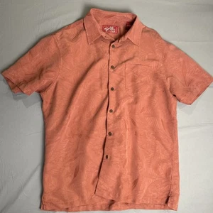 Woody's Retro Lounge Hemd Herren Large Burnt Orange Blattmuster Knopfleiste Freizeit - Bild 1 von 5