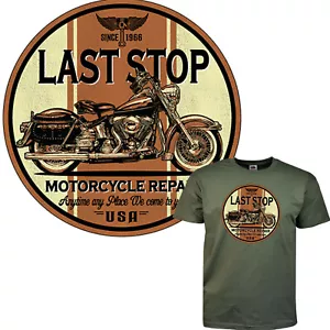 T-shirt biker moto classica personalizzata stile rocker *4249 oliva - Foto 1 di 3