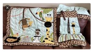 Lambs & Ivy 4 Piece Crib Set PEEK A BOO JUNGLE - Cute! EUC - Picture 1 of 7