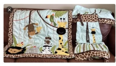 Juego de cuna de 4 piezas Lambs & Ivy PEEK A BOO JUNGLE - ¡Lindo! Usado en excelente estado Foto 1 de 4