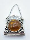 Beautiful Vintage Sterling Silver And Amber Perfumette Necklace Pendant