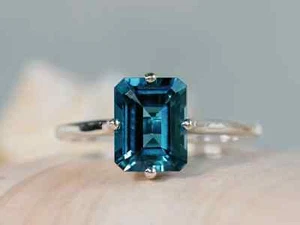 Beautiful Blue Topaz Gemstone925 Sterling Silver Handmade Ring All Size R358 - Picture 1 of 4
