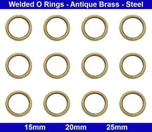 Welded  O RINGS - 15mm, 20mm, 25mm - Antique Brass - Steel