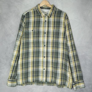Officine Generale Shirt Mens Large Olive Green Plaid Check Heavy Flannel Ahmad - Picture 1 of 23