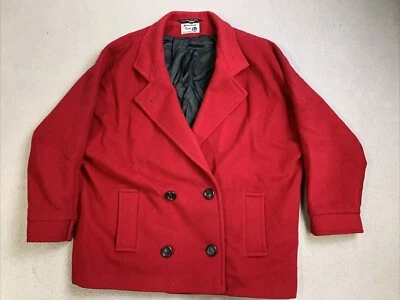 International Scene Coat Womens Size 13/14 Wool Red Front Pockets Black Buttons - Image 1 of 4