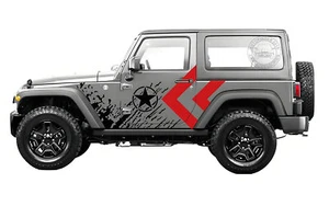 Mud Splash Graphics Army Star Car Sticker For Jeep Wrangler 2 Door Side Decals - Picture 1 of 4