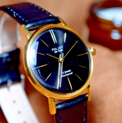 Reloj Pulsera Vintage Nuevo de Lote Antiguo Poljot De LUXE Ultra Delgado 23 Joyas 2209 Soviético Para Hombre URSS Foto 1 de 4