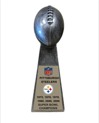 SPEEDY AWARDS PITTSBURGH STEELERS 6 TIME SUPER BOWL CHAMPS 15" LOMBARDI STYLE FOOTBALL TROPHY