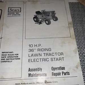 Vtg Sears 36” Ride Lawn Tractor 917.255330 Owner & Parts Manual Original - Picture 1 of 8