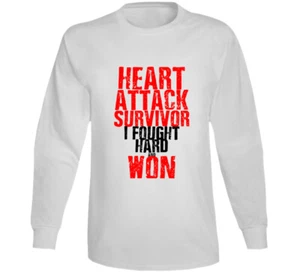 Heart Attack Survivor I Fought Hard And Won On Light Color Long Sleeve - Picture 1 of 1