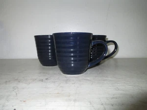 Set of 3 Home Trends Ceramic Navy, 3.75" x 3.75" Coffee Cups, GUC - Picture 1 of 2