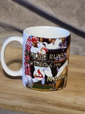 Кружка Mark McGwire Cardinals кофейная чашка 62 домашний забег история 8 сентября 1998 белая - Изображение 1 из 4