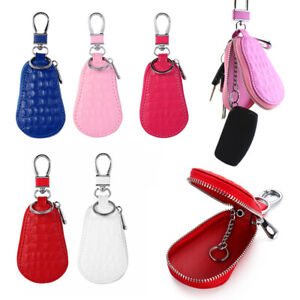 Men Womens Leather Car Remote Key Fob Chain Zipper Wallet Holder Bags Case Cover