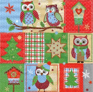 4 Motivservietten Servietten Napkins Tovaglioli 33x33cm Winter Eulen (1040) - Bild 1 von 1