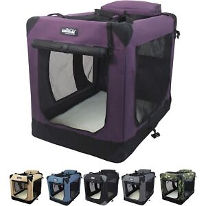 EliteField 3Door Folding Soft Dog Crate Carrying Bag Fleece Bed 42" X 32" Purple