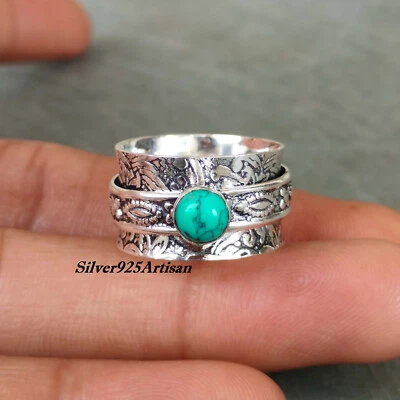 Anillo de plata esterlina turquesa diseñador hilandero para el pulgar para mujer SP4049 Foto 1 de 4