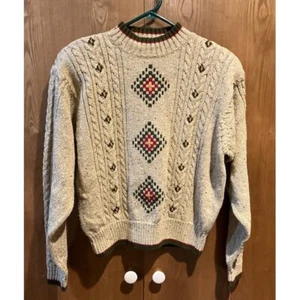 Liz Wear Vintage 1990's Cable Knit Sweater Pullover Beige Sz Small New With Tags - Picture 1 of 7