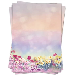 50 Blatt Briefpapier A4 Blumen – Motivpapier für Einladungen Hochzeit Geburtstag - Bild 1 von 10