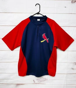MLB St Louis Cardinals Mens Jersey Size XL Blue & Red 1/4 Zip Short Sleeve - Imagen 1 de 7