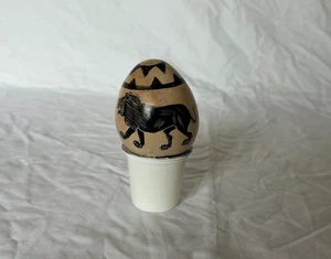 Hand-Carved African Soapstone Egg – Lion Motif - Vintage - Picture 1 of 6