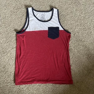 George Shirt Mens Medium Red Gray Tank Top Lightweight Sleeveless Adult Medium - Picture 1 of 7