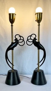 Vintage MCM Rembrandt Lovebirds Table Lamps Pair - Picture 1 of 15