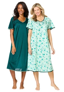 Only Necessities Plus Size 2-Pack Short Silky Gown - Picture 1 of 26