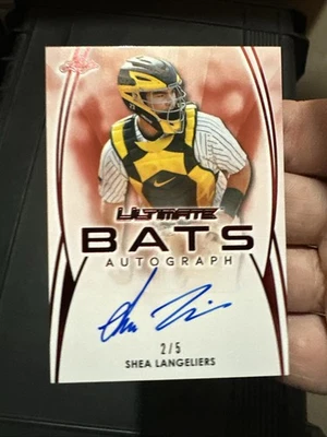 SHEA LANGELIERS 2019 LEAF ULTIMATE BATS AUTOGRAPHS RC AUTO, OAKLAND A'S /5 - Image 1 of 2