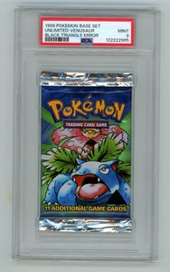 Pokemon PSA 9 MINT 1999 Set Base Triangolo Nero Short Crimp Error Pack Venusaur! - Foto 1 di 2