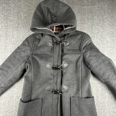 Abrigo de lana Brooks Brothers para mujer talla 8 M gris cuerno palanca forrado con tartán Foto 1 de 4