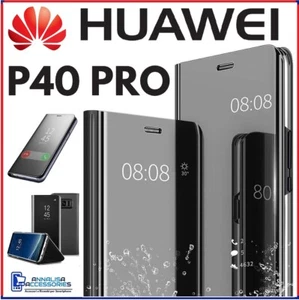 Pour HUAWEI P40 PRO HOUSSE ETUI COQUE NOIR RABAT MIROIR CLEAR VIEW FLIP CASE - Photo 1 sur 10