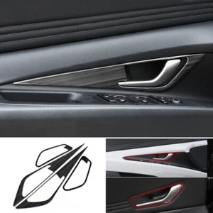 For Hyundai Elantra 2021-2022 Black Titanium Inner Door Handle Frame Trim 4pcs - Imagen 1 de 9