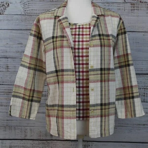 Cabin Creek Damen 2-teiliges Set Top Tank mit Shirt Kurzarm Baumwolle kariert rot Gr. MED - Bild 1 von 11