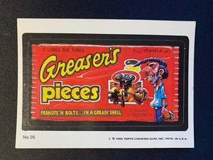 1986 Topps Wacky Packages Sticker Trading Card 26 Greaser's Pieces Puzzle Back