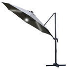 Outsunny 3(m) LED Cantilever Parasol Outdoor with Base Solar Refurbished