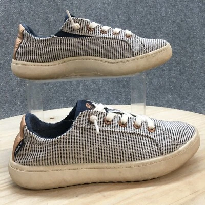 Roxy 鞋女式 6.5 Crews Court 舒适运动鞋 ARJS600485 白色蓝色系带 — 第 1/4 张图片