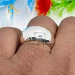 Chunky Large Dome Ring 925 Sterling Silver Dome Ring Thick Wide Band Woman Ring - Picture 1 of 12