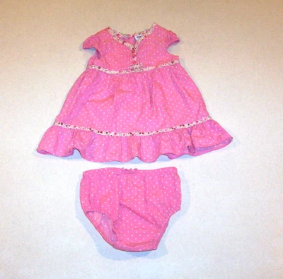 Infant Girl's Genuine Baby OshKosh Pink Polka Dot Dress & Bloomers 6 Months - Image 1 of 2