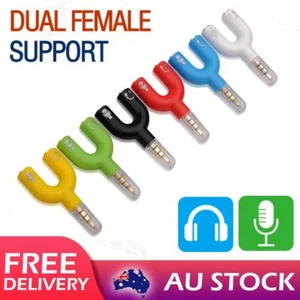 3.5mm AUX Audio Mic Splitter Earphone Headphone Adapter 1 Male To 2 Female AUS - Picture 1 of 16