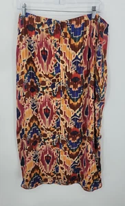 Falda Vince Camuto Para Mujer Plus 1X Colorida Estampado Ikat Corbata Frontal Midi Artística Boho - Imagen 1 de 9