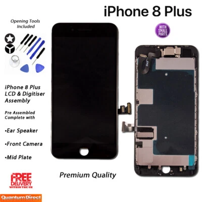 iPhone 8 Plus Retina LCD Digitiser Touch Screen Full Assembly w/Parts BLACK NEW - Image 1 of 4