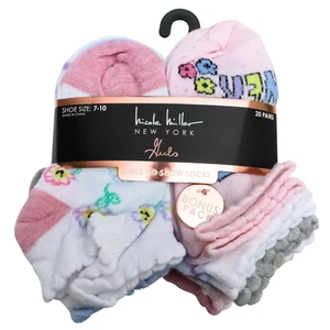 Nicole Miller Girls No Show Socks 20 Pairs Size 7–10 Cute Colors & Patterns - Picture 1 of 6
