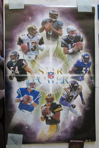 Vintage 2002 Starline NFL Football Poster ~ STAR POWER Tom Brady RANDY MOSS ++++ Cover