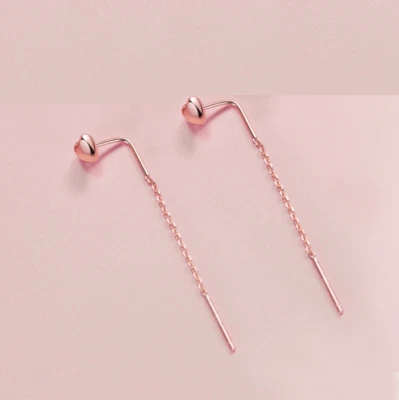 Roscas de borla de orelha de coração de prata esterlina 925 em ouro rosa presente K2 - Imagem 1 de 4