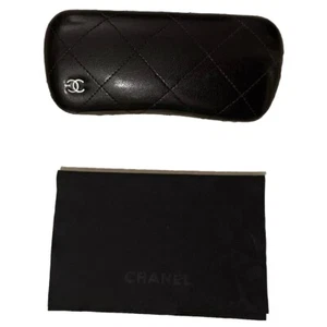 Chanel Quilted Logo Leather Sunglasses Case CC Signature With Micro Fiber Cloth - Picture 1 of 4