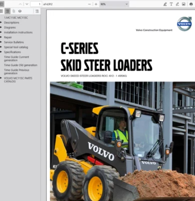 Manual de reparación de servicio de minicargadora Volvo MC110C y catálogo de piezas PDF USB Foto 1 de 2